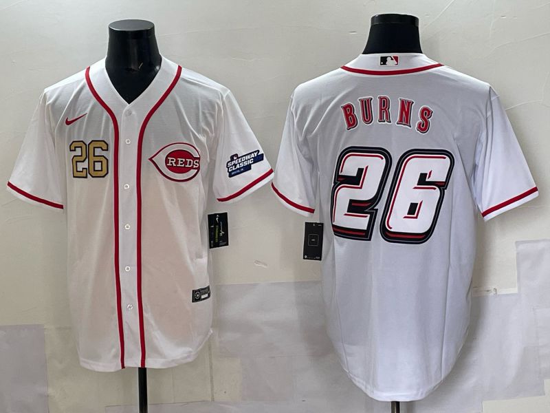 Men 2025 Cincinnati Reds #26 Burns White Nike MLB Jersey style 04->cincinnati reds->MLB Jersey